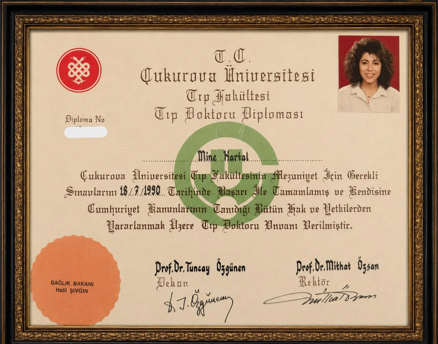 Dr. Mine Kartal eğitim sertifikası