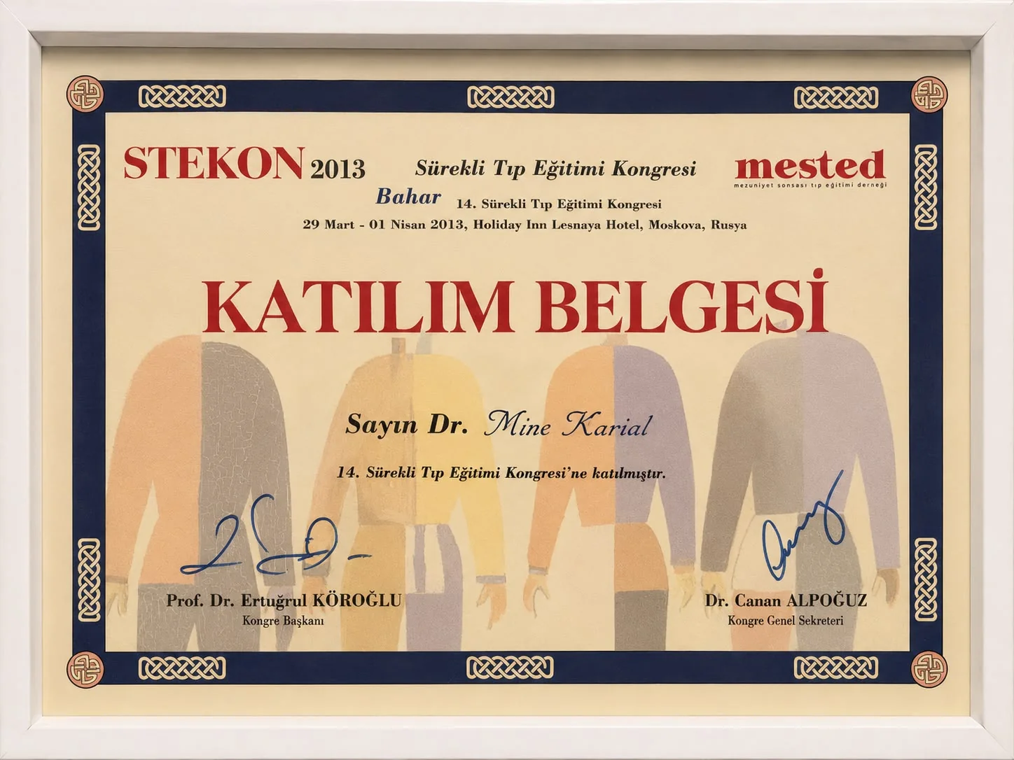 Dr. Mine Kartal eğitim sertifikası