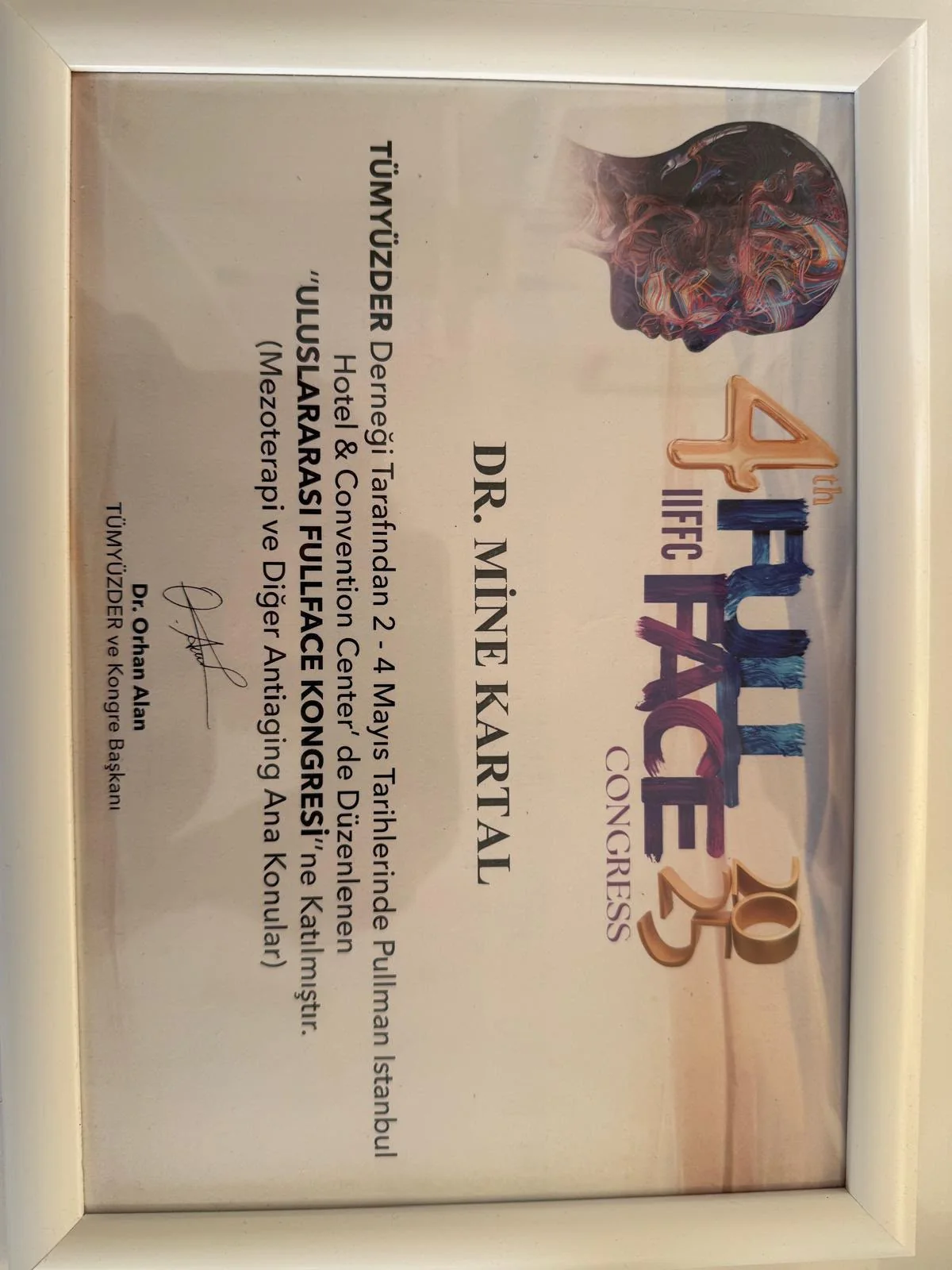 Dr. Mine Kartal eğitim sertifikası